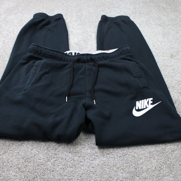 Nike Sweatpants Mens Medium Black Drawstring Fleece Swoosh Joggers w/ 32" inseam - Picture 2 of 12